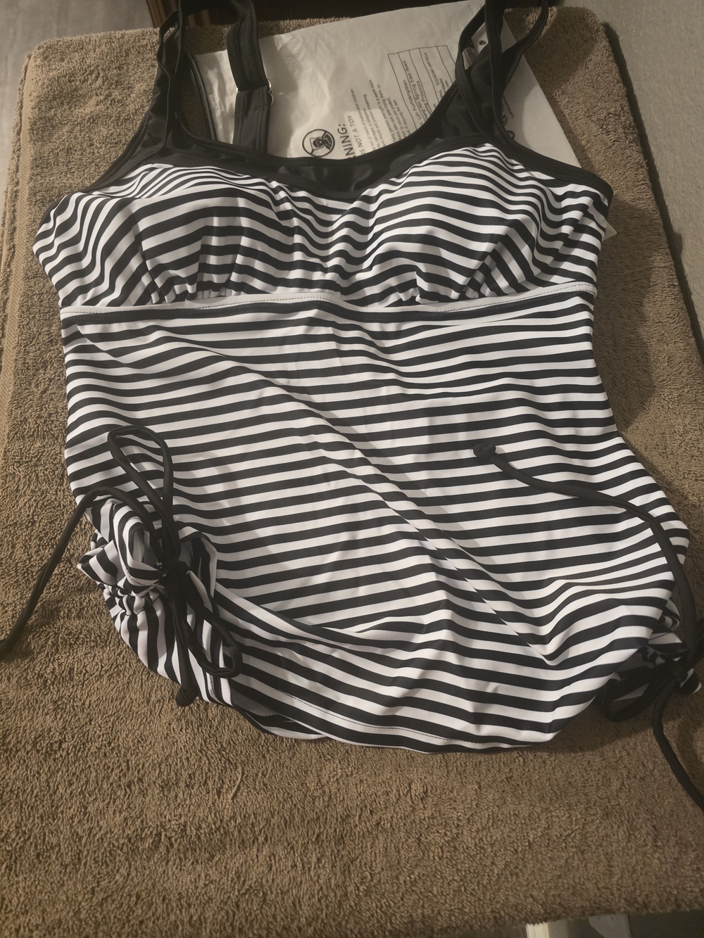 Black & White Striped Tankini Swimsuit